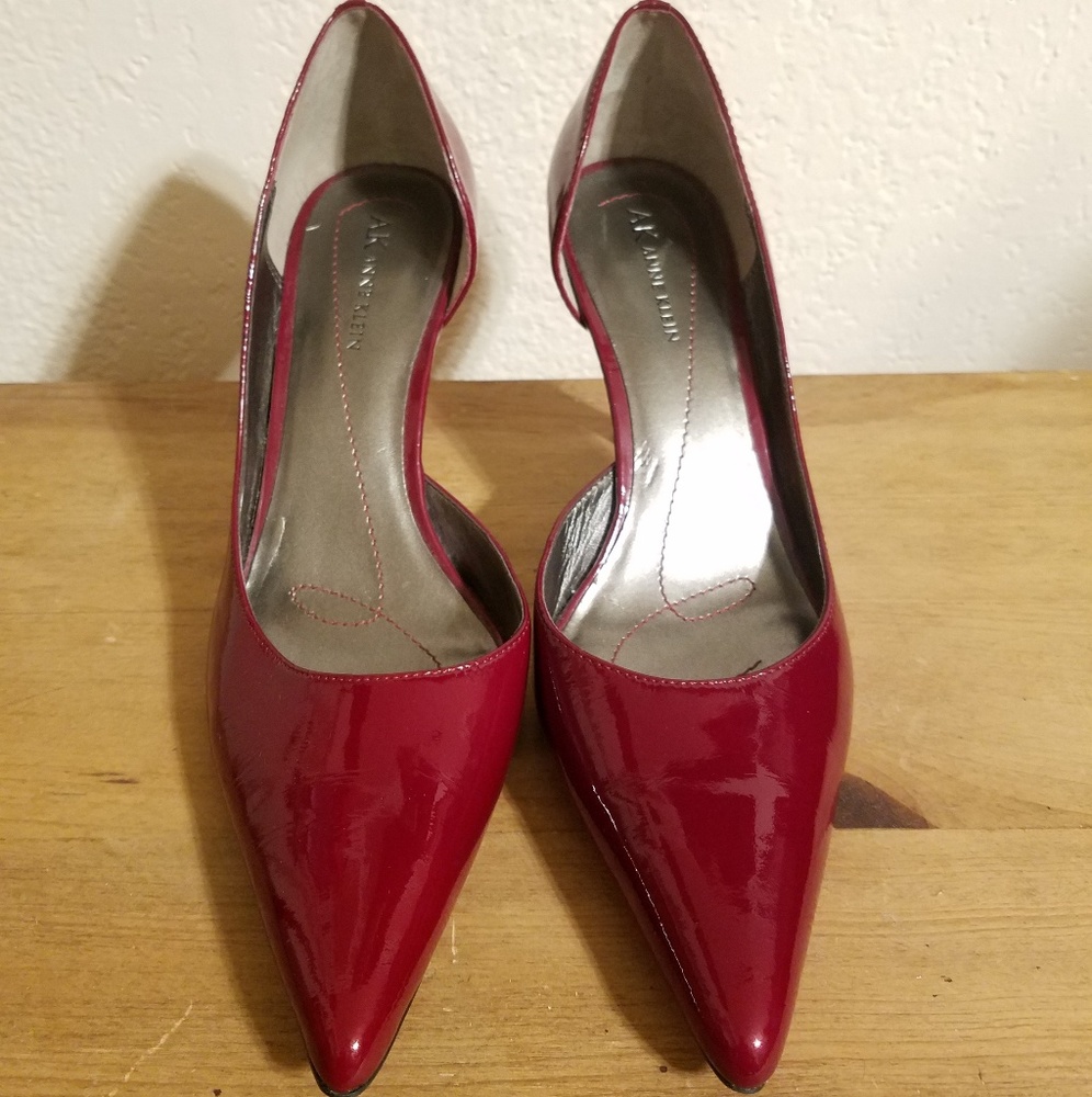 Anne Klein Red Patent Pointed Toe Pumps